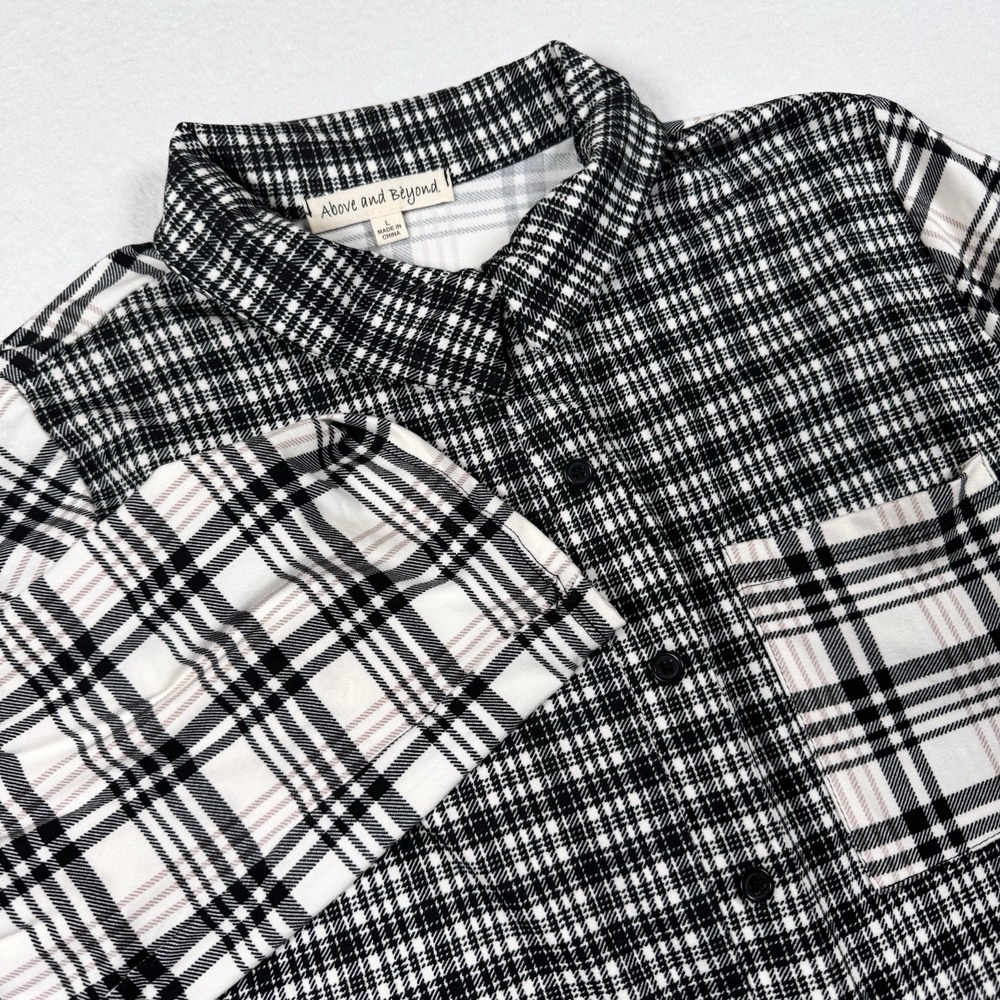 Above and Beyond Women's Black Plaid Soft Flannel Shirt Size Large NWT